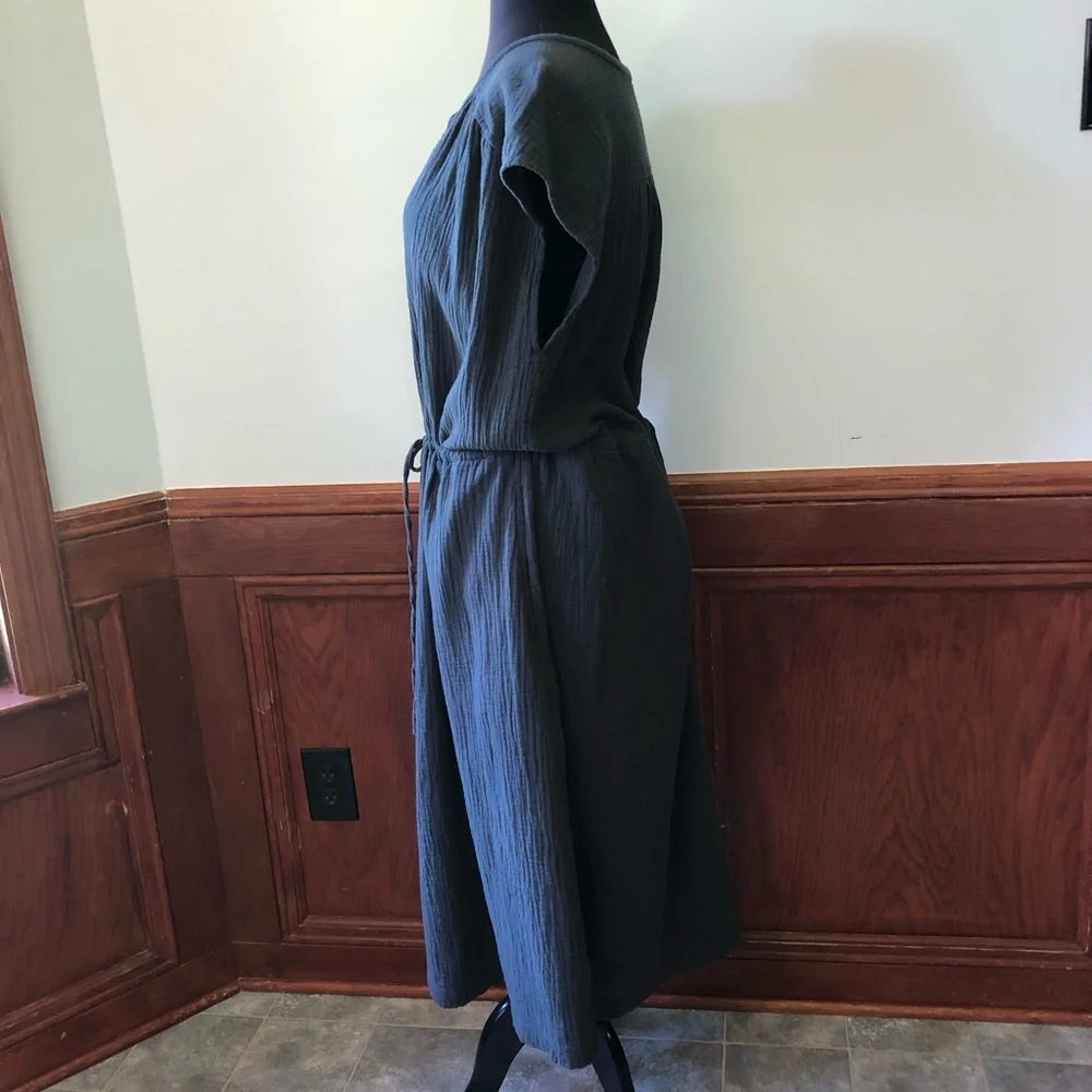Pact Organic Cotton Coastal Double Gauze Tie Waist Midi Dress - Picture 6 of 8